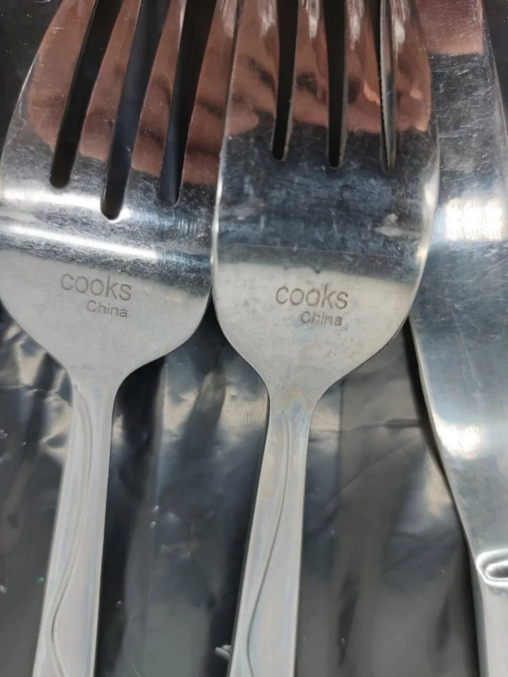 Cooks Bal Harbor Stainless Flatware 4 Forks Knife And 1 Spoon Jc Penny Lot Of 6